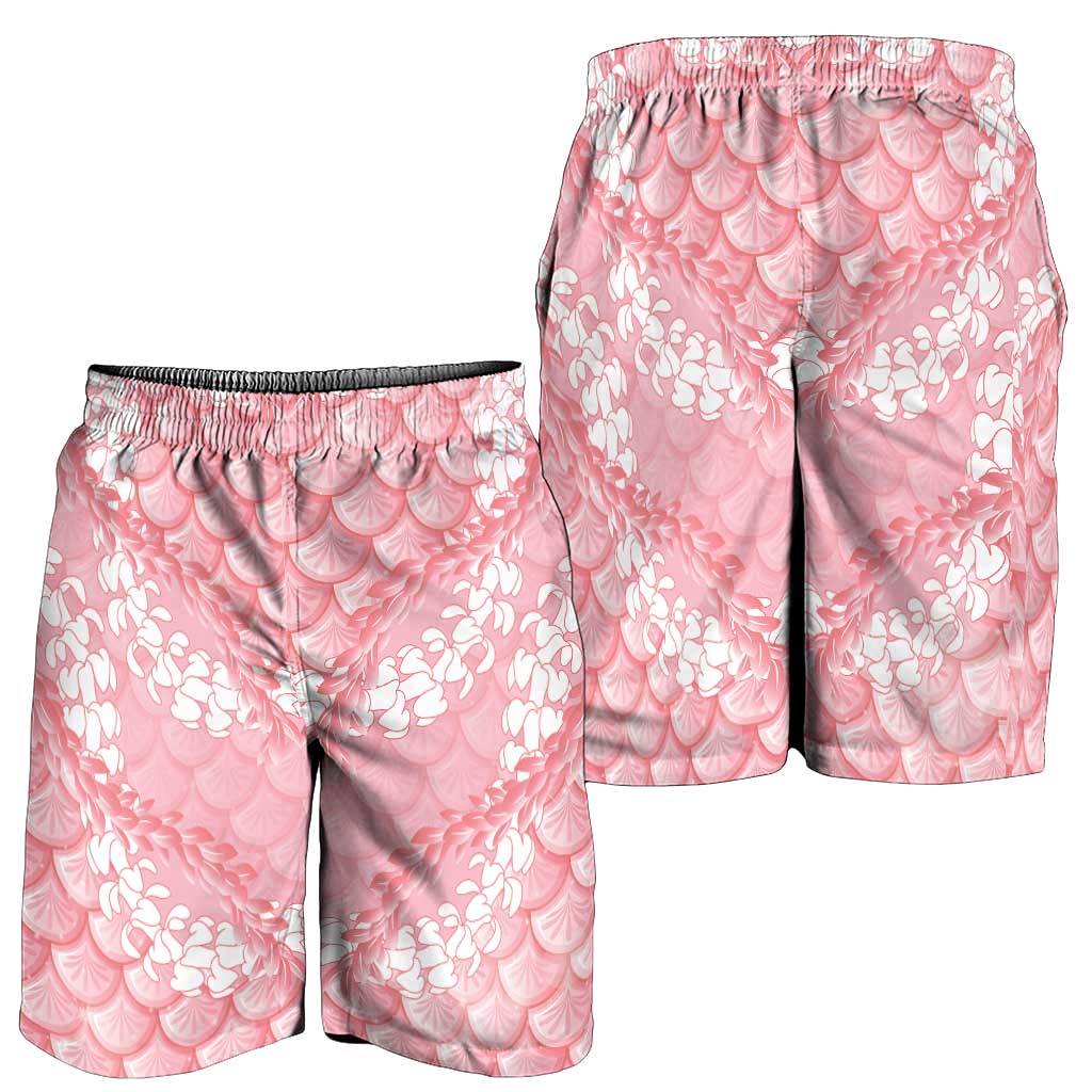 Soft Pink Mermaid Puakenikeni Maile Lei Shorts for Men LT01 - Polynesian Pride