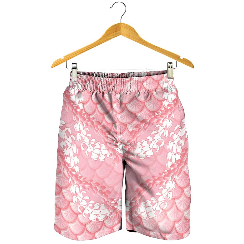 Soft Pink Mermaid Puakenikeni Maile Lei Shorts for Men LT01 - Polynesian Pride