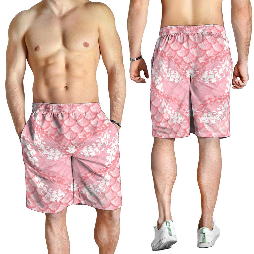 Soft Pink Mermaid Puakenikeni Maile Lei Shorts for Men LT01 - Polynesian Pride
