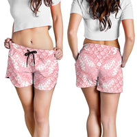 Soft Pink Mermaid Puakenikeni Maile Lei Shorts for Women LT01 - Polynesian Pride