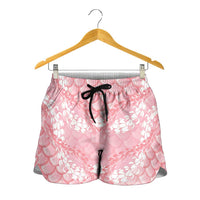 Soft Pink Mermaid Puakenikeni Maile Lei Shorts for Women LT01 - Polynesian Pride