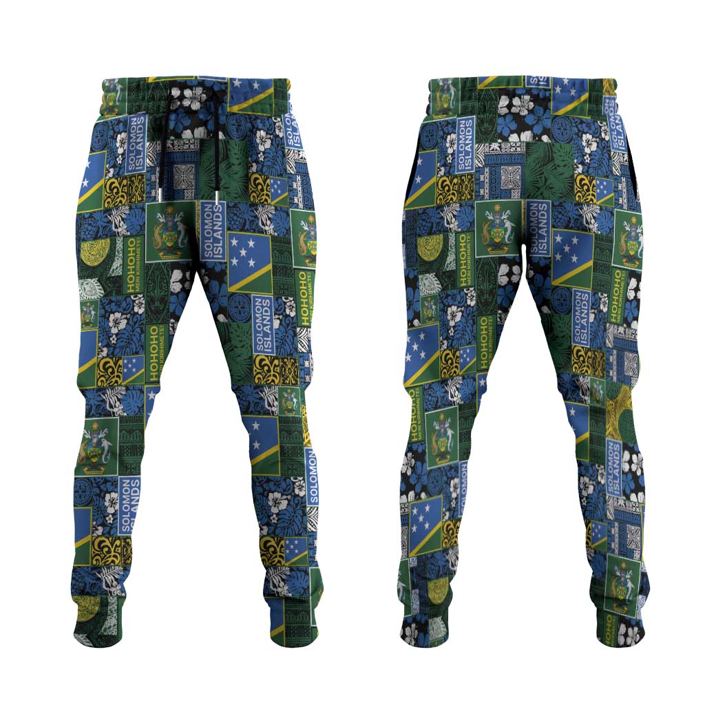 Solomon Islands Meri Kirihimete Jogger Pants Pacific Patchwork Xmas Vibes LT9 Blue - Polynesian Pride