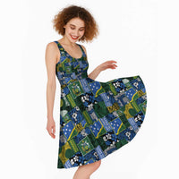 Solomon Islands Meri Kirihimete Midi Dress Pacific Patchwork Xmas Vibes - Polynesian Pride