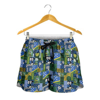 Solomon Islands Meri Kirihimete Shorts for Women Pacific Patchwork Xmas Vibes LT9 - Polynesian Pride