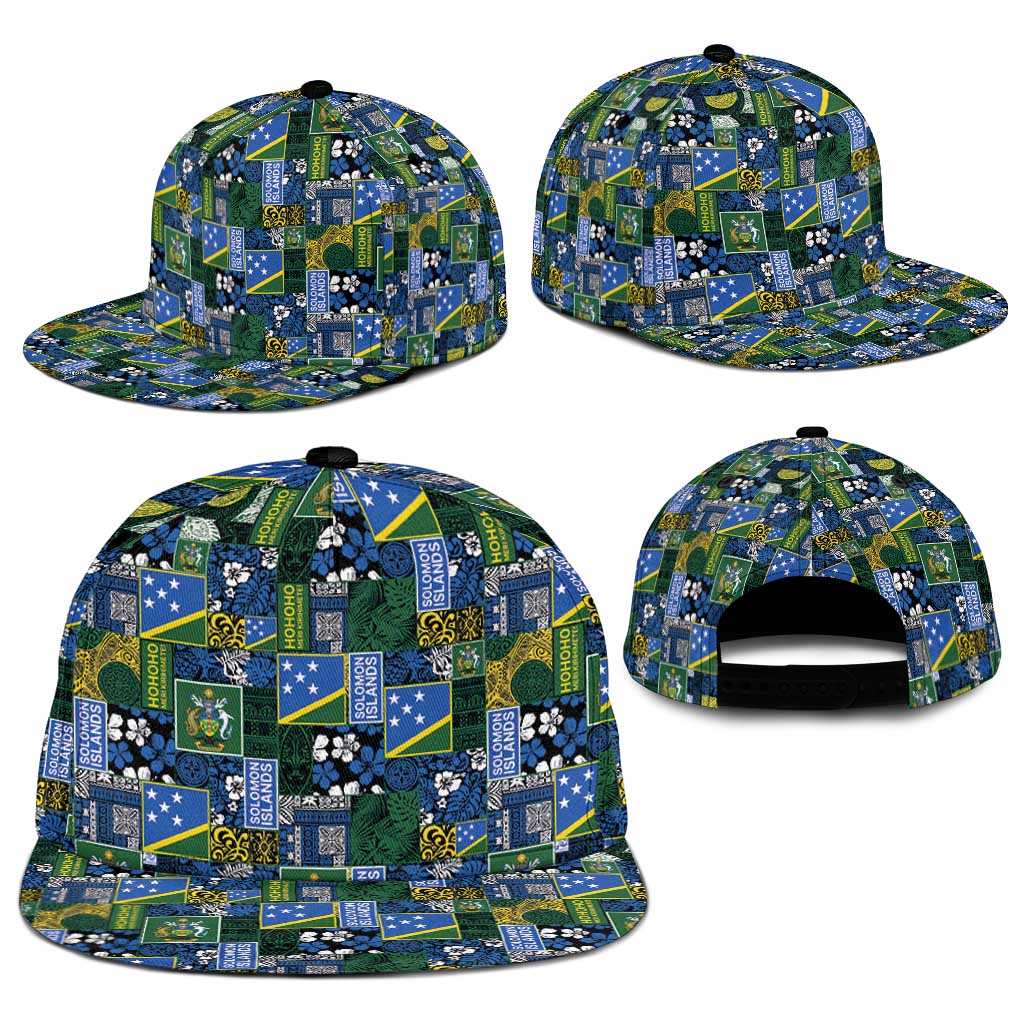 Solomon Islands Meri Kirihimete Snapback Cap Pacific Patchwork Xmas Vibes - Polynesian Pride