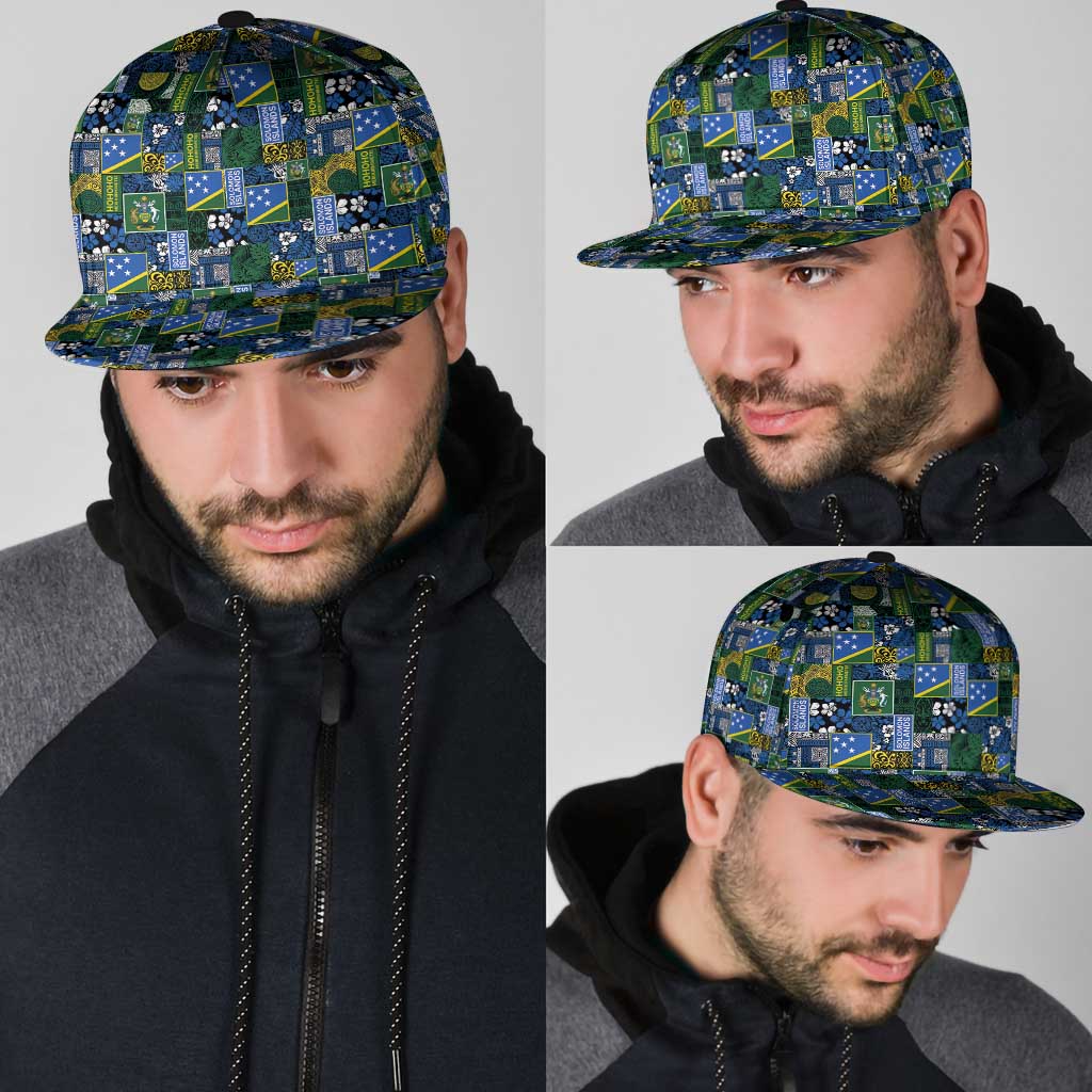 Solomon Islands Meri Kirihimete Snapback Cap Pacific Patchwork Xmas Vibes - Polynesian Pride