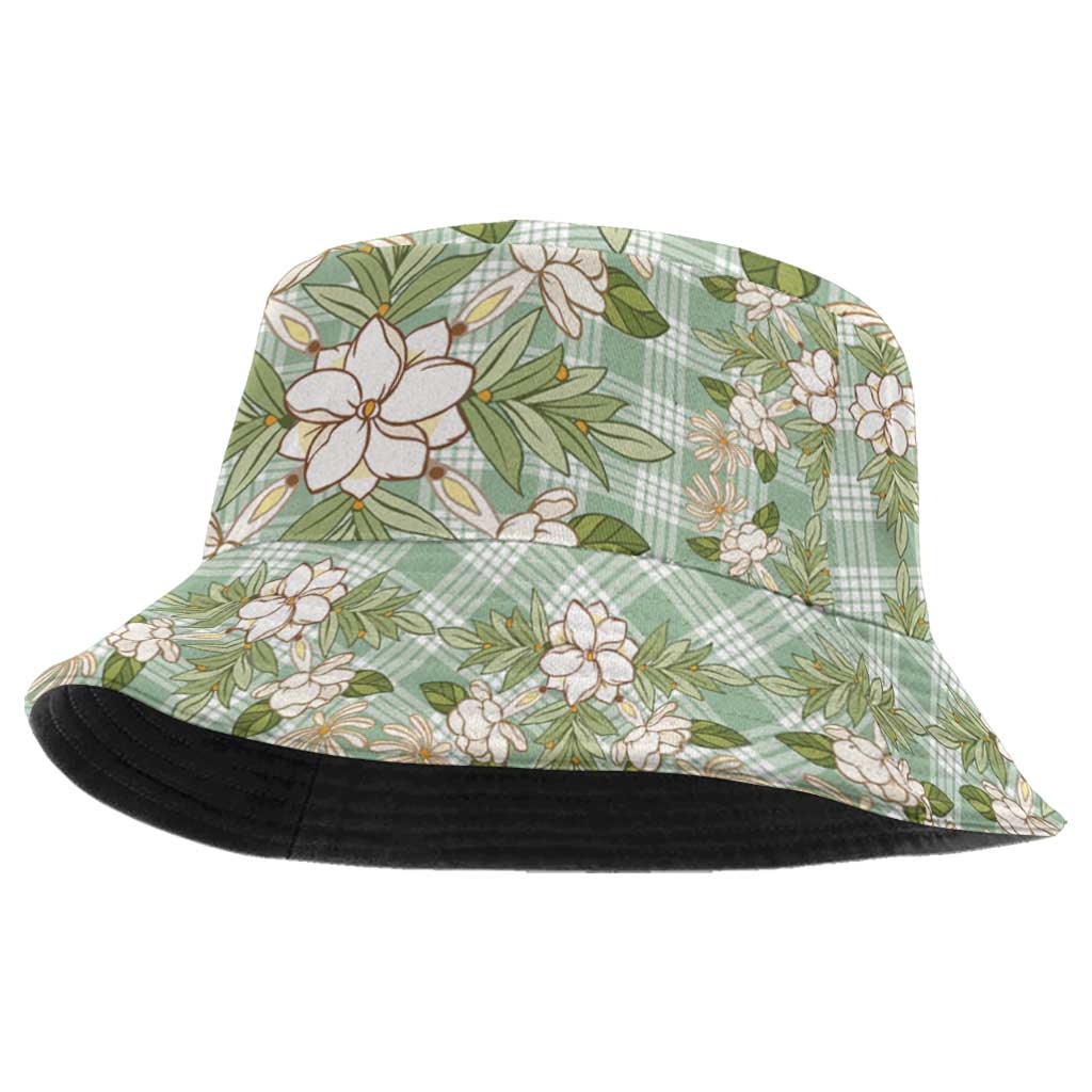 Squares Maile Leaf Bucket Hat Turquoise Palaka Hawaiian Quilt Pattern - Polynesian Pride
