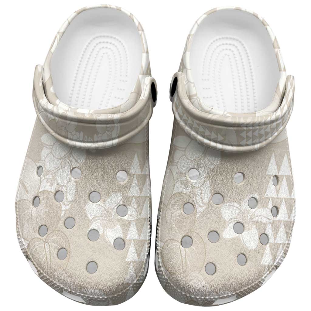 Suede Beige Hawaii Anthurium Plumeria Lei Clogs Shoes LT9 Beige - Polynesian Pride