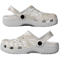 Suede Beige Hawaii Anthurium Plumeria Lei Clogs Shoes LT9 - Polynesian Pride