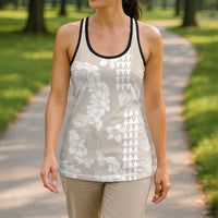 Suede Beige Hawaii Anthurium Plumeria Lei Hollow Tank Top LT9 - Polynesian Pride
