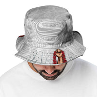 Super Samoa-Six Eight Five to The World Bucket Hat Traditional Samoan Tattoo All White LT03 - Polynesian Pride
