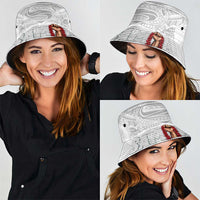 Super Samoa-Six Eight Five to The World Bucket Hat Traditional Samoan Tattoo All White LT03 - Polynesian Pride
