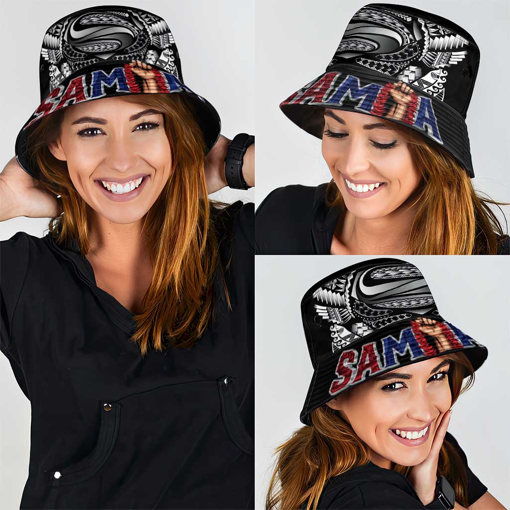 Super Samoa-Six Eight Five to The World Bucket Hat Traditional Samoan Tattoo Black Color LT03 - Polynesian Pride