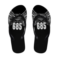 Super Samoa-Six Eight Five to The World Flip Flops Traditional Samoan Tattoo Black Color LT03 Black - Polynesian Pride