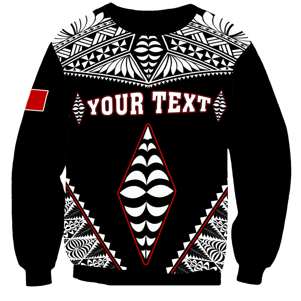 (Custom Personalised) Tonga Sweatshirt Tongan Kupesi Pattern LT13 Unisex Black - Polynesian Pride