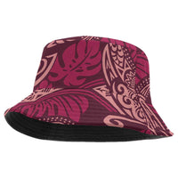 Sweet Pink Monstera Bucket Hat Polynesian Tribal Pattern - Polynesian Pride