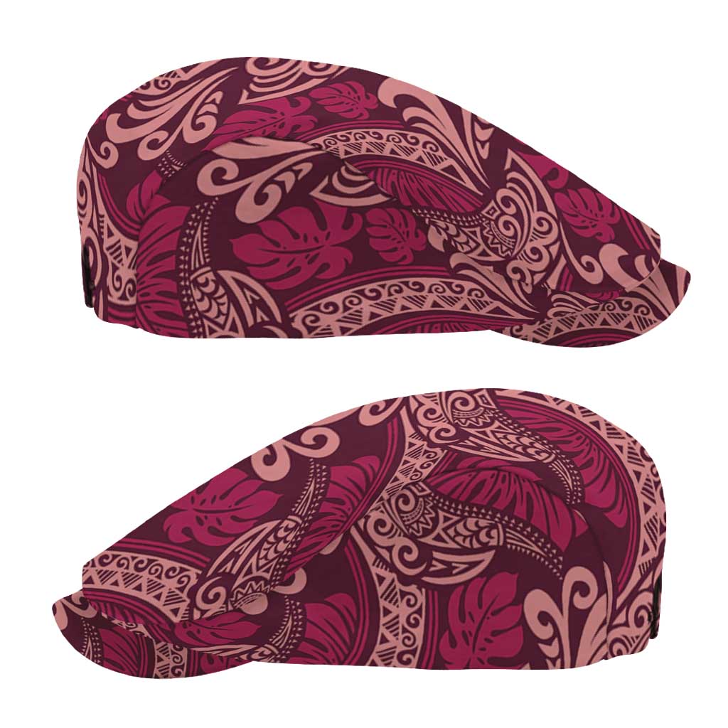 Sweet Pink Monstera Jeff Hat Polynesian Tribal Pattern - Polynesian Pride