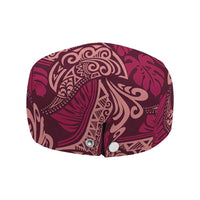 Sweet Pink Monstera Jeff Hat Polynesian Tribal Pattern - Polynesian Pride