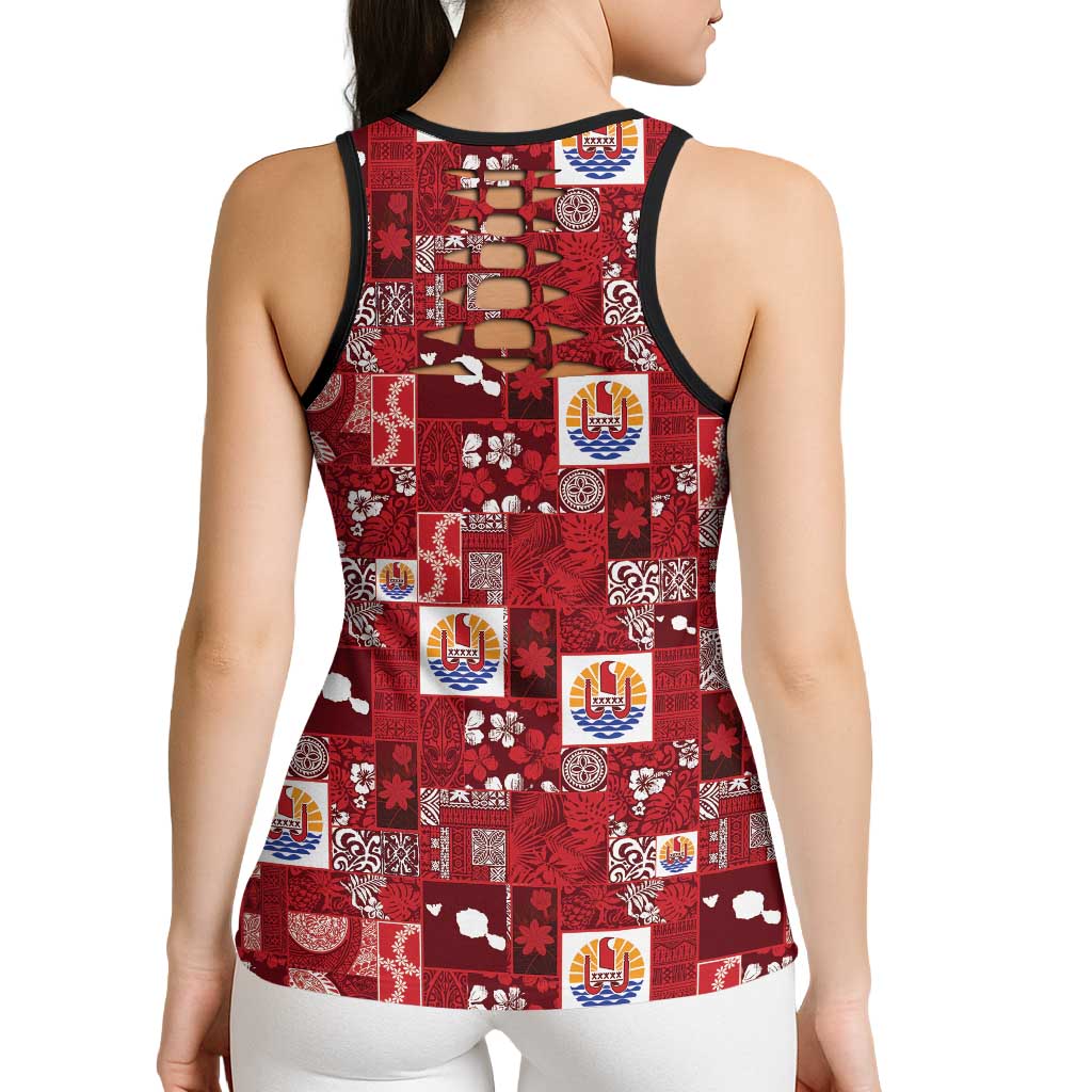 Tahiti Oaoa I Teie Noera Hollow Tank Top Pacific Patchwork Xmas Vibes - Polynesian Pride