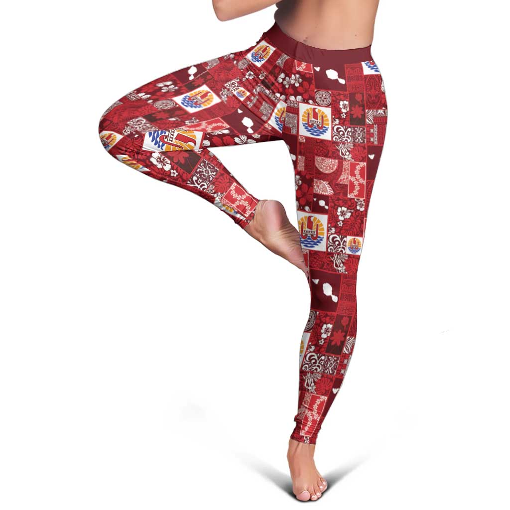 Tahiti Oaoa I Teie Noera Leggings Pacific Patchwork Xmas Vibes - Polynesian Pride