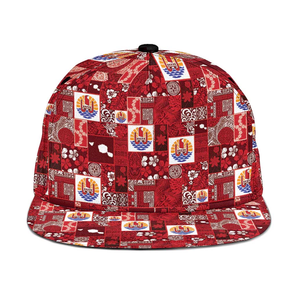 Tahiti Oaoa I Teie Noera Snapback Cap Pacific Patchwork Xmas Vibes - Polynesian Pride