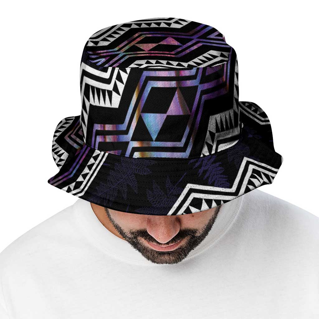 Taniko Aotearoa Mix Paua Shell Bucket Hat Niho Taniwha Lilac Glitter LT01 - Polynesian Pride