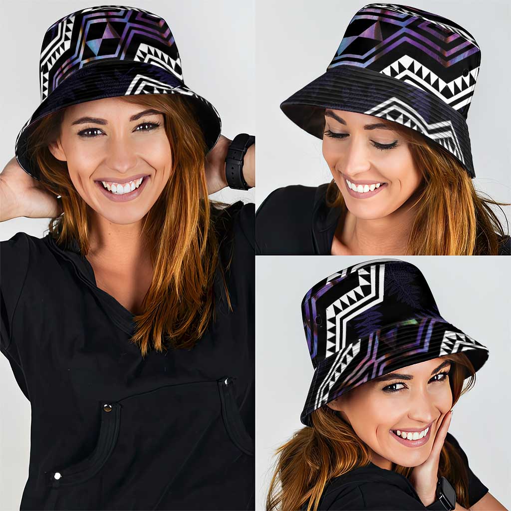 Taniko Aotearoa Mix Paua Shell Bucket Hat Niho Taniwha Lilac Glitter LT01 - Polynesian Pride