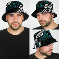 Taniko Aotearoa Mix Paua Shell Bucket Hat Niho Taniwha Turquoise Glitter LT01 - Polynesian Pride