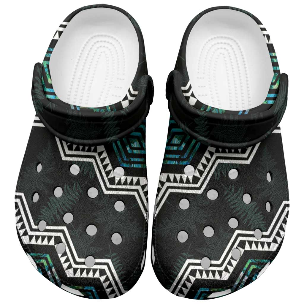 Taniko Aotearoa Mix Paua Shell Clogs Shoes Niho Taniwha Turquoise Glitter - Polynesian Pride