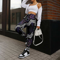 Taniko Aotearoa Mix Paua Shell Jogger Pants Niho Taniwha Lilac Glitter LT01 - Polynesian Pride