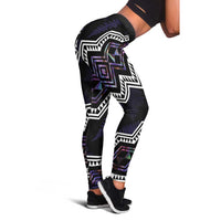 Taniko Aotearoa Mix Paua Shell Leggings Niho Taniwha Lilac Glitter LT01 - Polynesian Pride