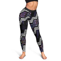 Taniko Aotearoa Mix Paua Shell Leggings Niho Taniwha Lilac Glitter LT01 - Polynesian Pride