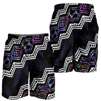 Taniko Aotearoa Mix Paua Shell Shorts for Men Niho Taniwha Lilac Glitter LT01 - Polynesian Pride