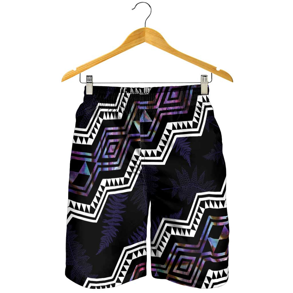 Taniko Aotearoa Mix Paua Shell Shorts for Men Niho Taniwha Lilac Glitter LT01 - Polynesian Pride