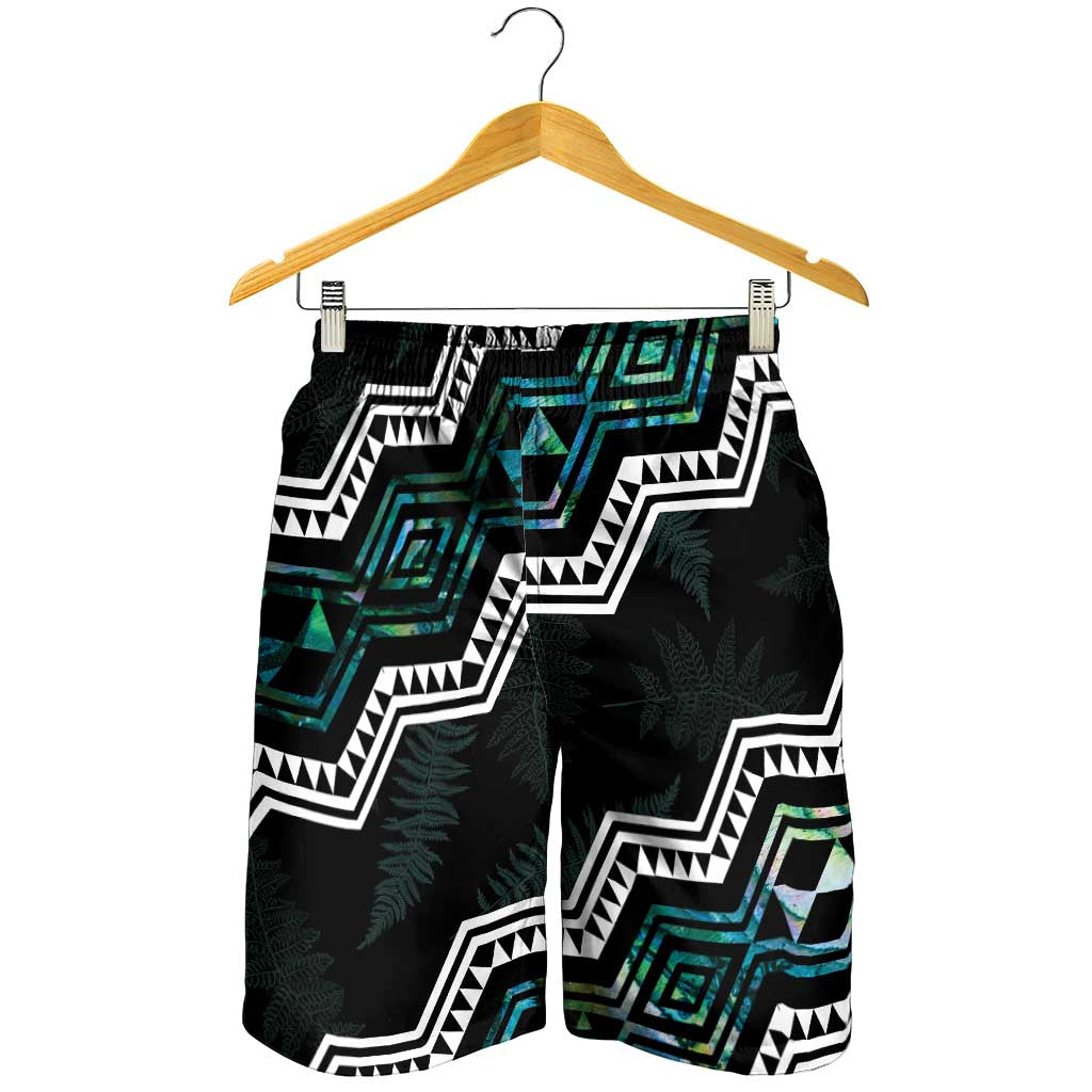 Taniko Aotearoa Mix Paua Shell Shorts for Men Niho Taniwha Turquoise Glitter LT01 - Polynesian Pride