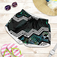 Taniko Aotearoa Mix Paua Shell Shorts for Women Niho Taniwha Turquoise Glitter LT01 Turquoise - Polynesian Pride
