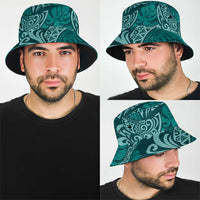 Teal Monstera Bucket Hat Polynesian Tribal Pattern - Polynesian Pride