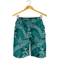 Teal Monstera Shorts for Men Polynesian Tribal Pattern LT01 - Polynesian Pride