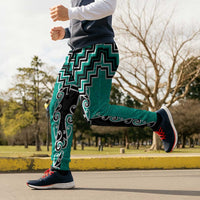 Teal Niho Taniwha Mix Poutama Jogger Pants Unique Taniko Aotearoa LT01 - Polynesian Pride