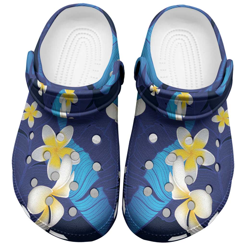 Teal Purple Banana Leaf Hawaii Clogs Shoes Lau Maia Plumeria Tropical Summer Vibes LT14 Teal Purple - Polynesian Pride