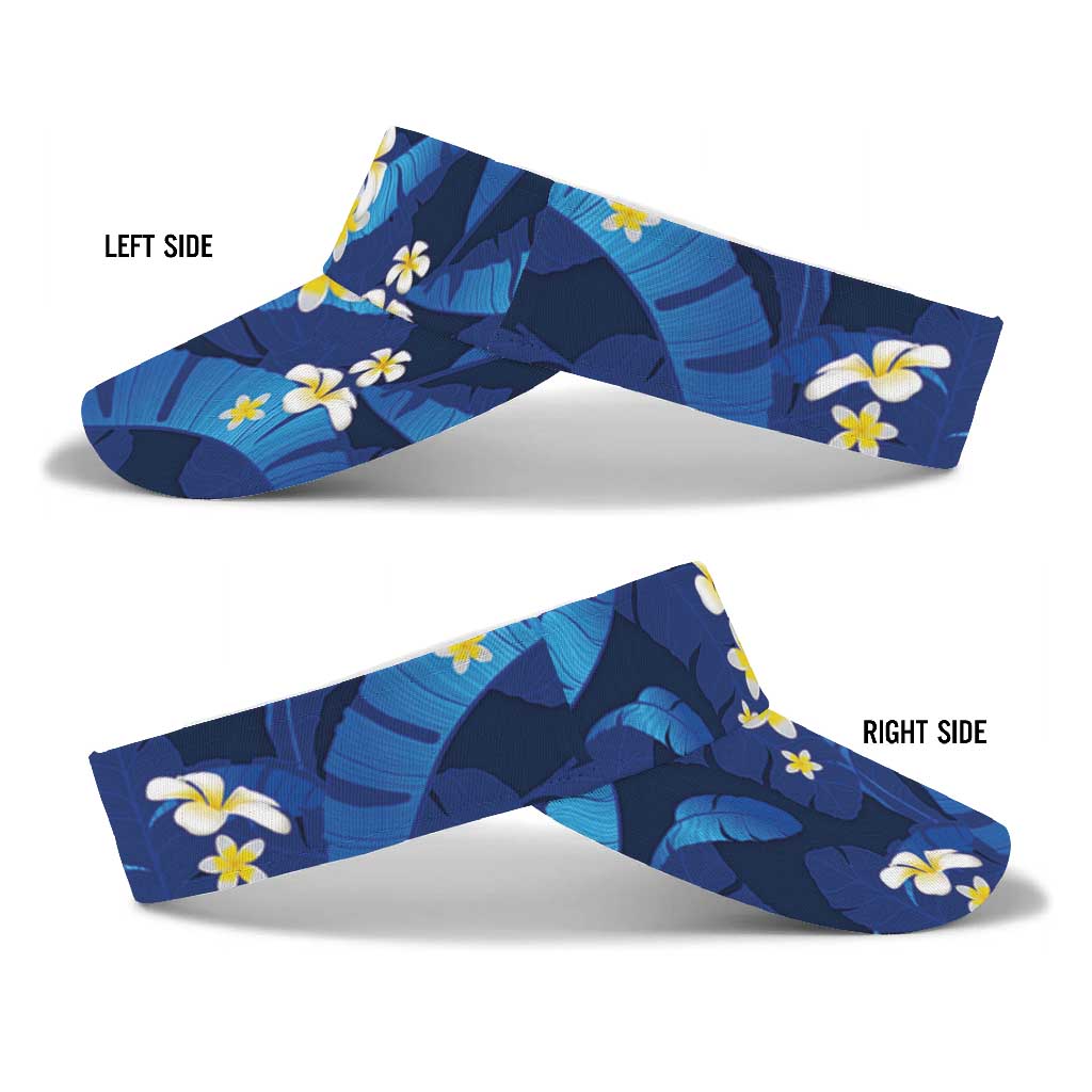 Teal Purple Banana Leaf Hawaii Sun Visor Cap Lau Maia Plumeria Tropical Summer Vibes LT14 - Polynesian Pride