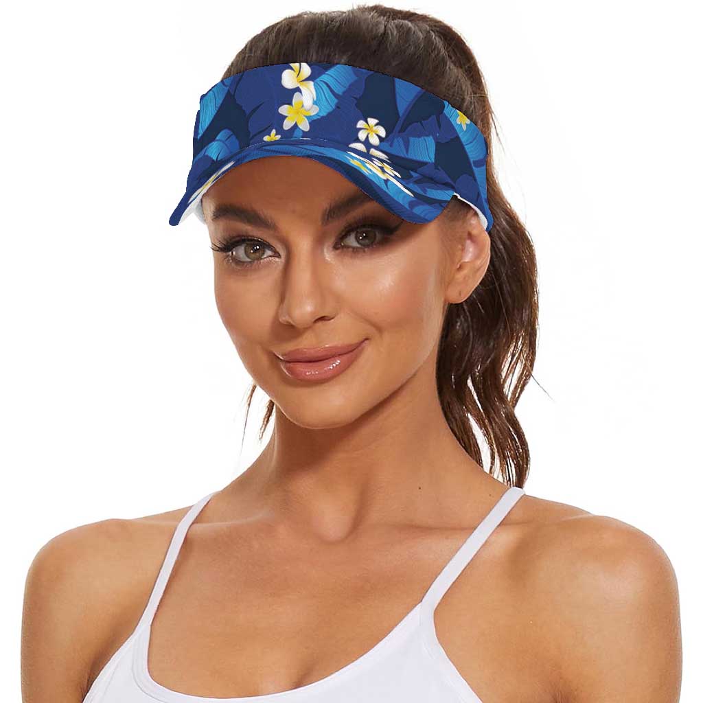 Teal Purple Banana Leaf Hawaii Sun Visor Cap Lau Maia Plumeria Tropical Summer Vibes LT14 - Polynesian Pride