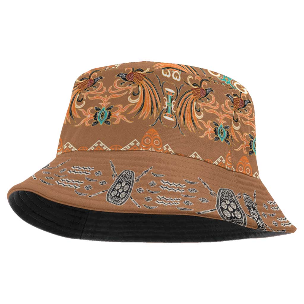 Terracotta Batik Papua-inspired Pattern Bucket Hat - Polynesian Pride
