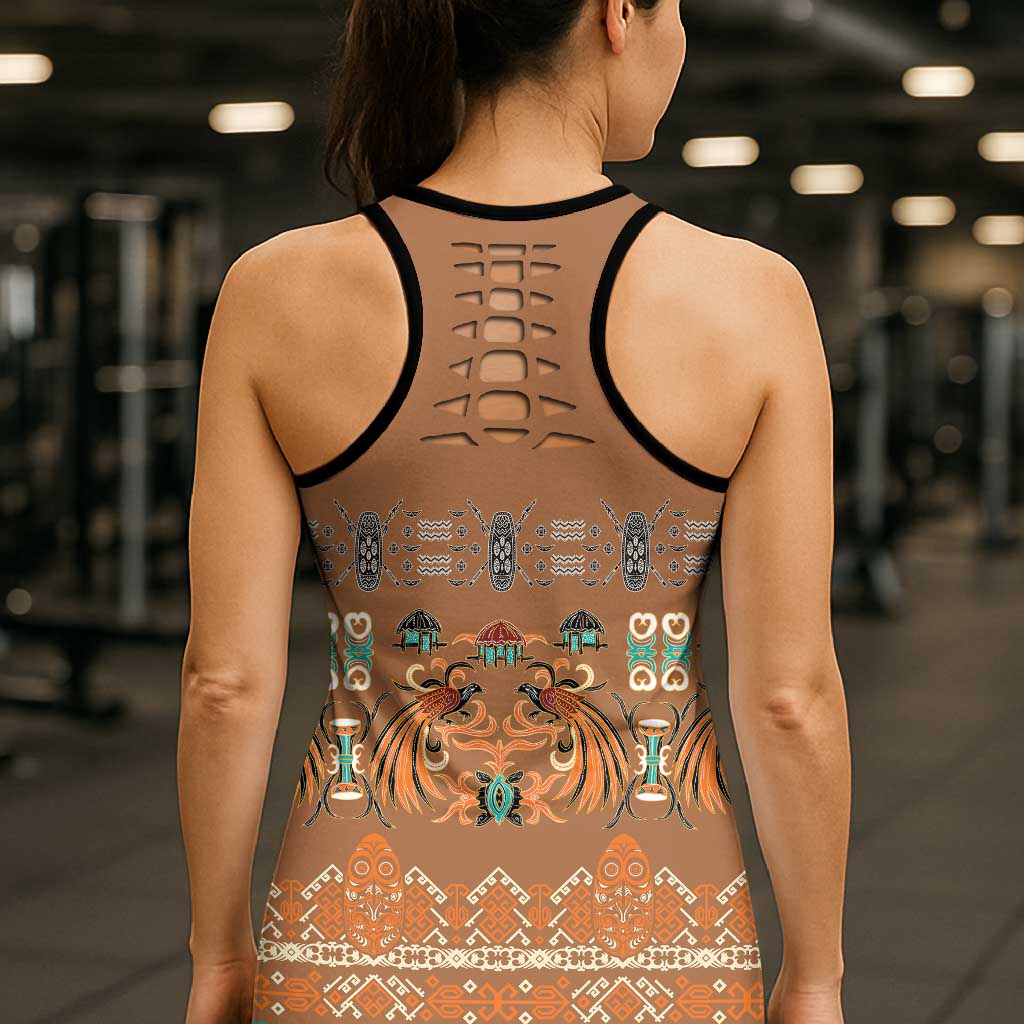 Terracotta Batik Papua-inspired Pattern Hollow Tank Top LT9 - Polynesian Pride