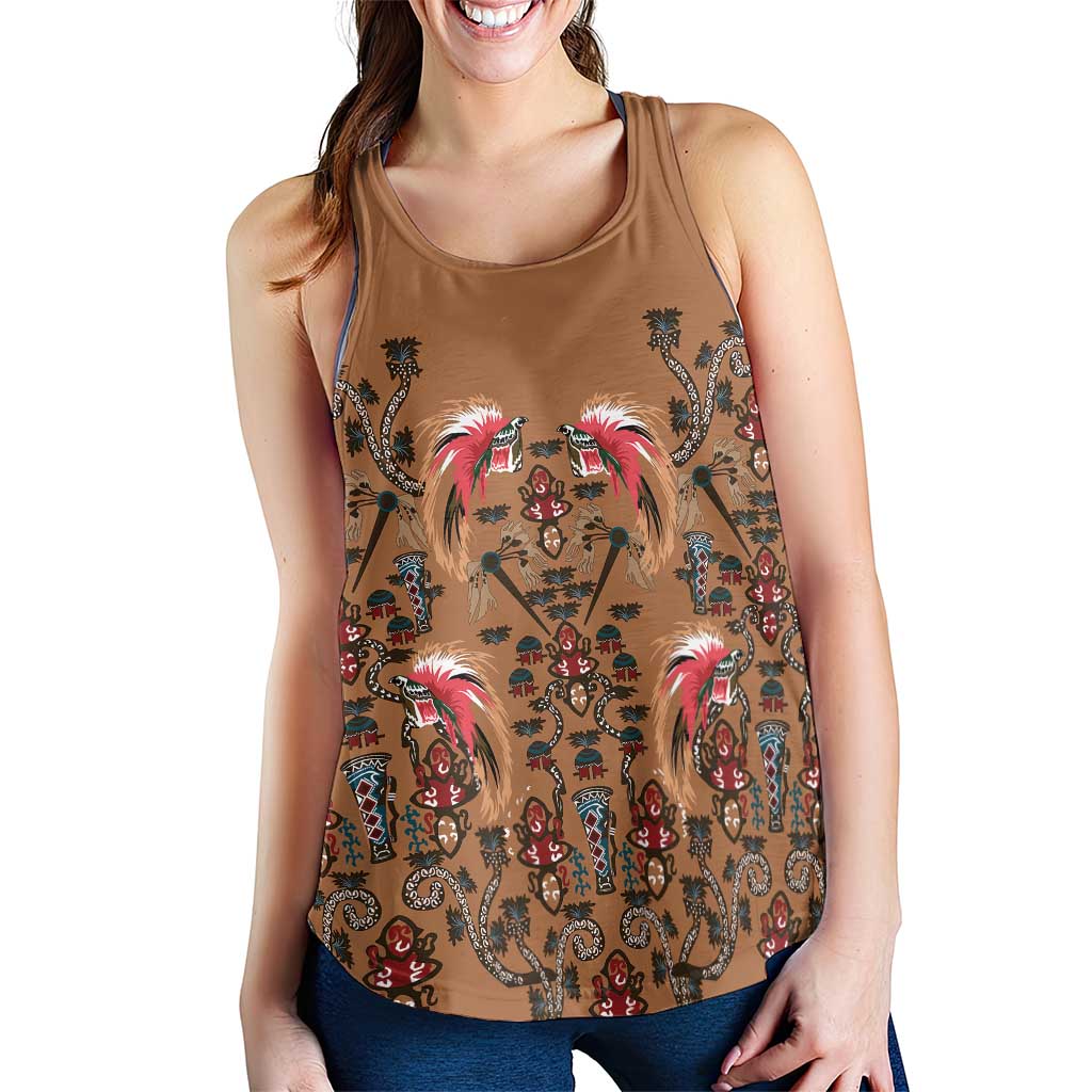 Terracotta Bird of Batik Papua Women Racerback Tank Exotic Natural Wealth of Papua - Polynesian Pride