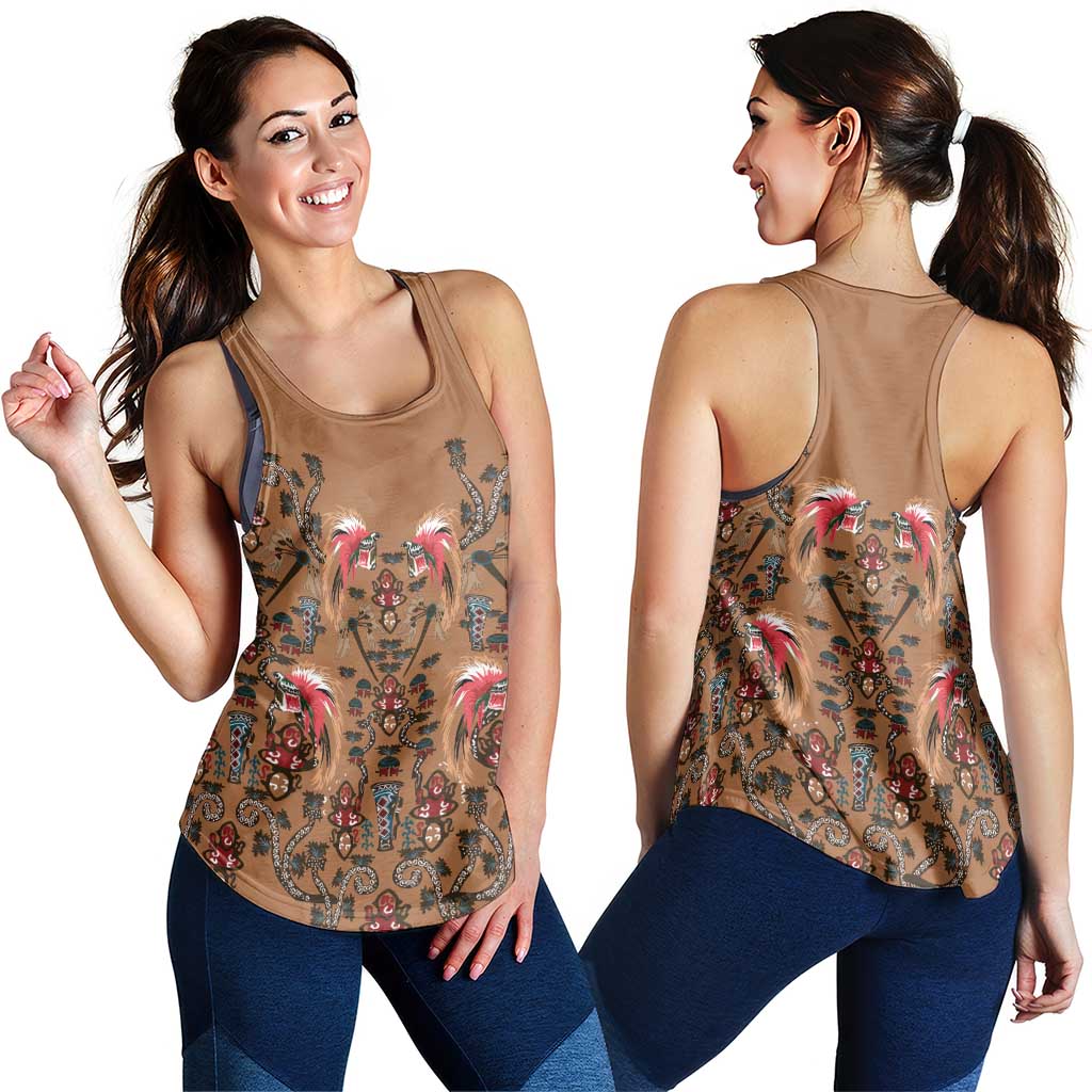 Terracotta Bird of Batik Papua Women Racerback Tank Exotic Natural Wealth of Papua - Polynesian Pride