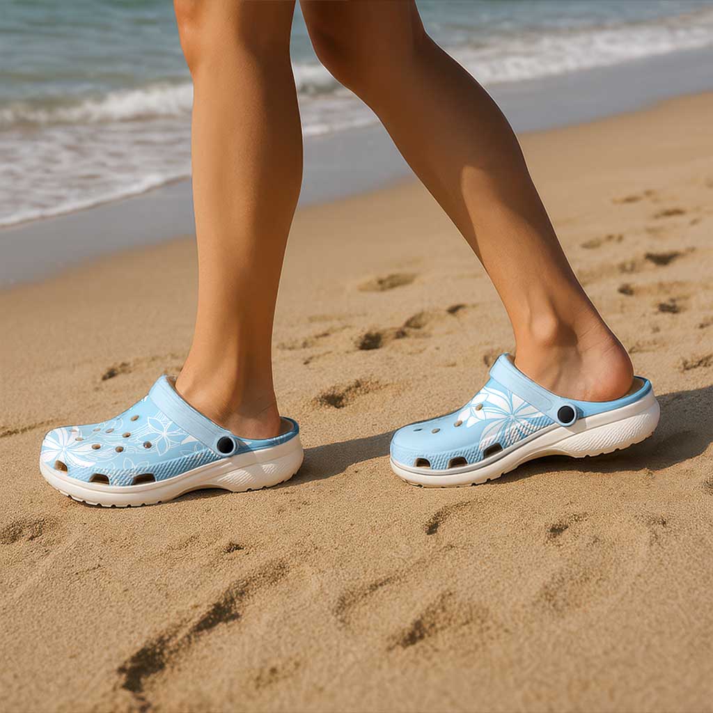 Tiare Tahiti Clogs Shoes Blue Polynesia Motifs - Polynesian Pride