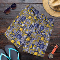 Tokelau Manuia te Kilihimahi Shorts for Men Pacific Patchwork Xmas Vibes LT9 Blue - Polynesian Pride