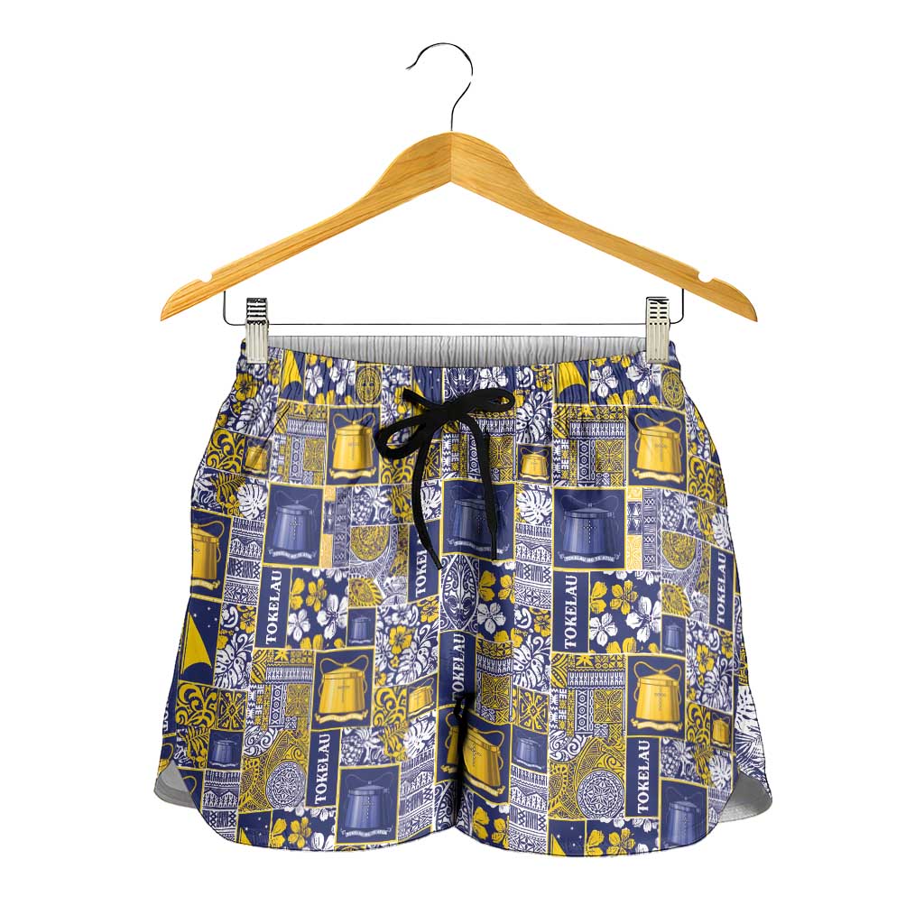 Tokelau Manuia te Kilihimahi Shorts for Women Pacific Patchwork Xmas Vibes LT9 - Polynesian Pride