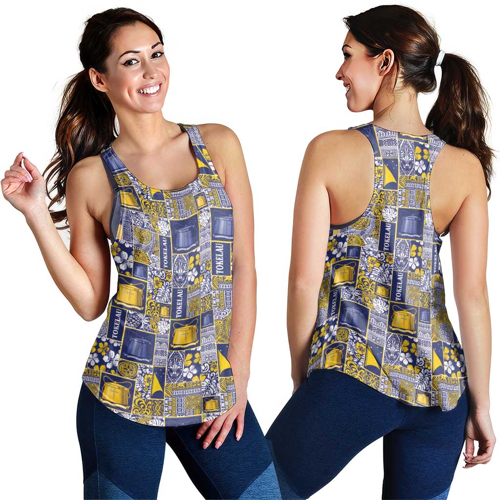 Tokelau Manuia te Kilihimahi Women Racerback Tank Pacific Patchwork Xmas Vibes - Polynesian Pride